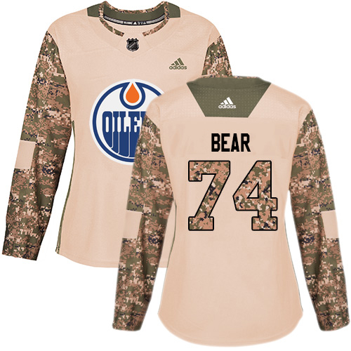 Adidas Oilers #74 Ethan Bear Camo Authentic 2017 Veterans Day Women's Stitched NHL Jersey